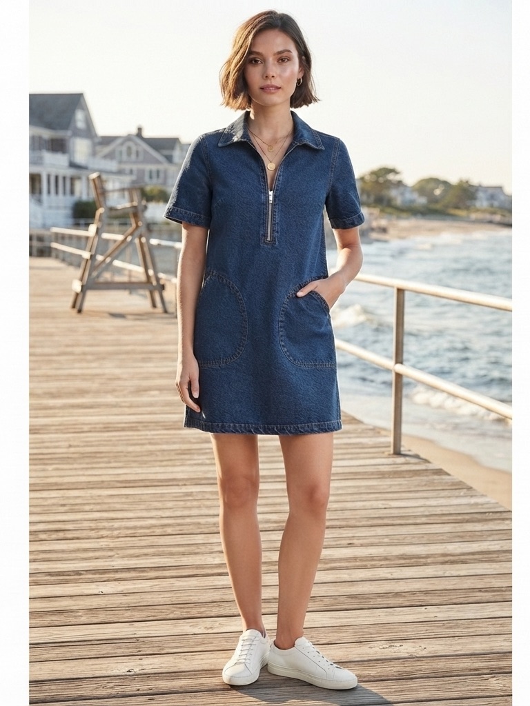 Blank Nyc 100% Cotton Denim Zip Front Mini Dress Size Small Coastal Cowgirl